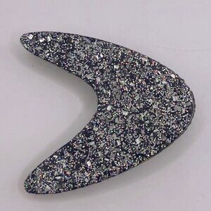 Atomic Retro Boomerang Resin Glitter Brooch